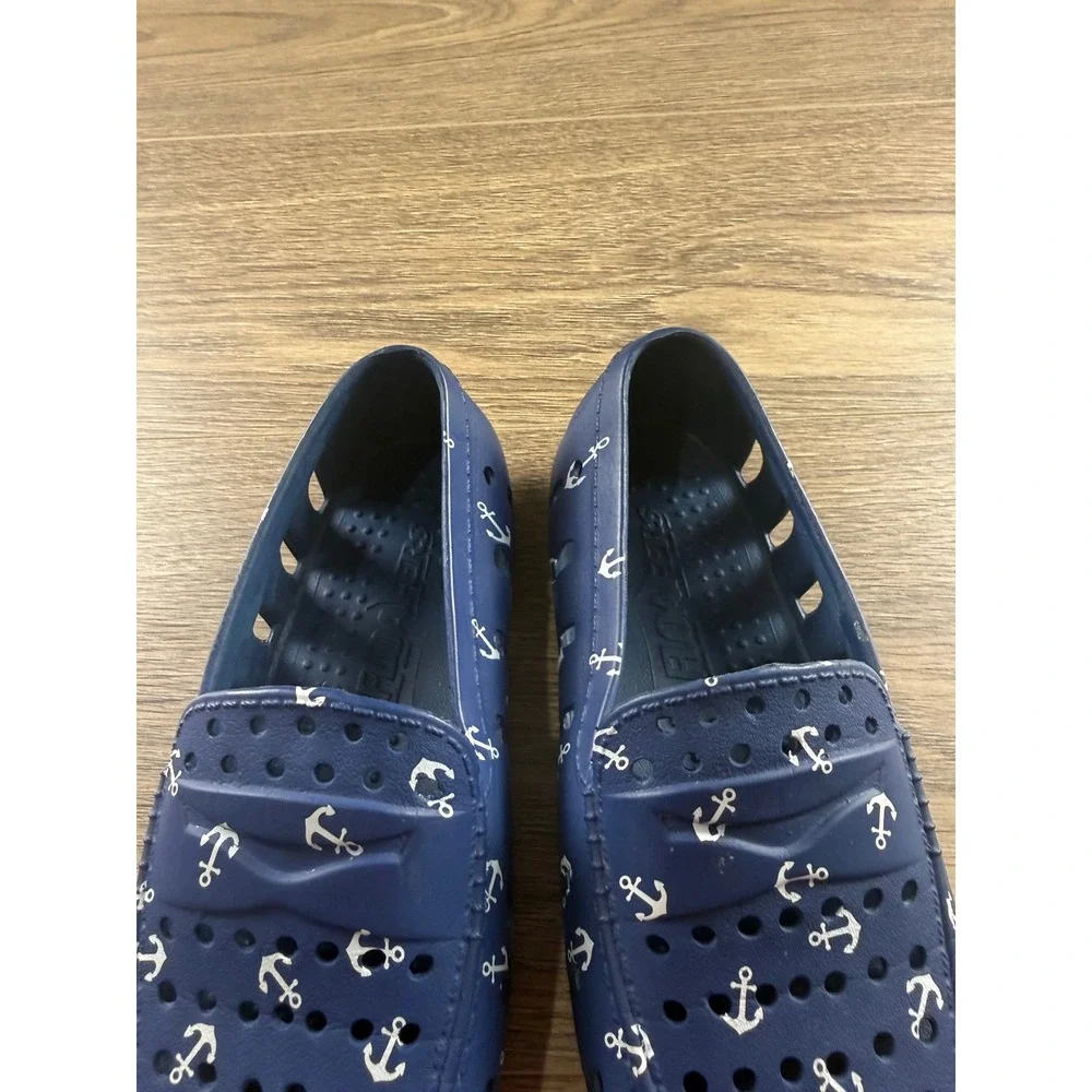 Floafers Kids Country Club Driver Navy Anchor Print EVA Water Shoes Loafers Sz 3